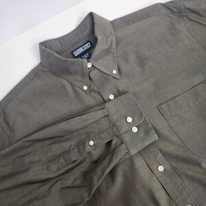 L.L Bean Gray Button Down Long Sleeve Shirt Mens Size 17 32/33